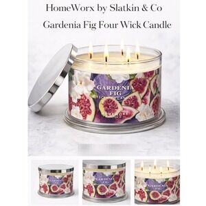 HomeWorx‎ by Slatkin & Co Gardenia Fig 4 Wick Scented Candle 18oz H477219